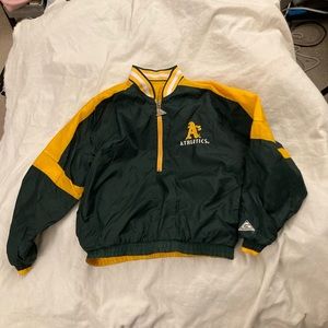 Vintage Oakland A's Reversible Windbreaker Varsity Jacket Embroidered Sz Small